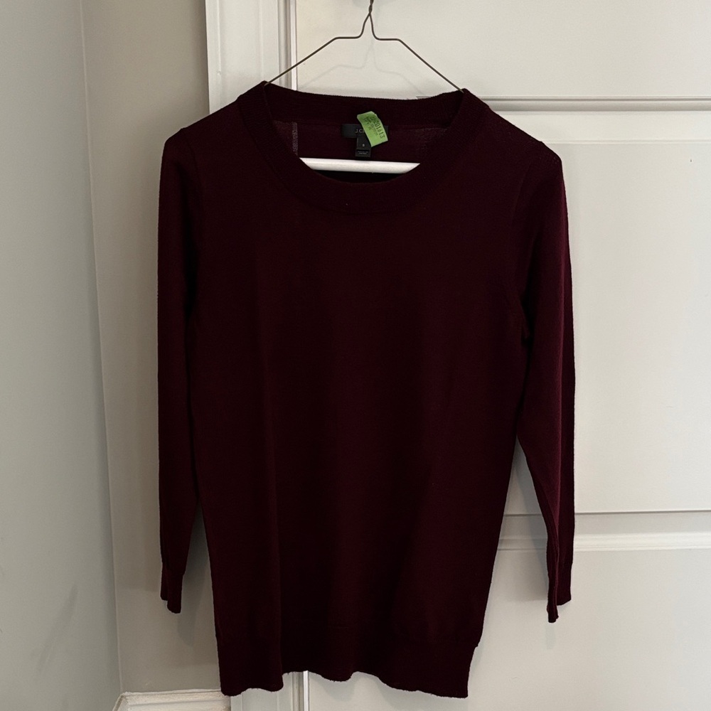 J. Crew Burgundy Crew Neck Tippi Sweater